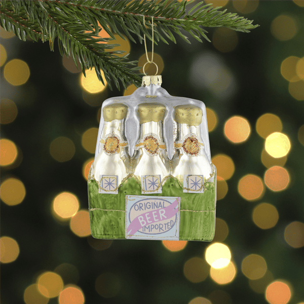 Northlight Imported Beer Six Pack Glass Christmas Ornament
