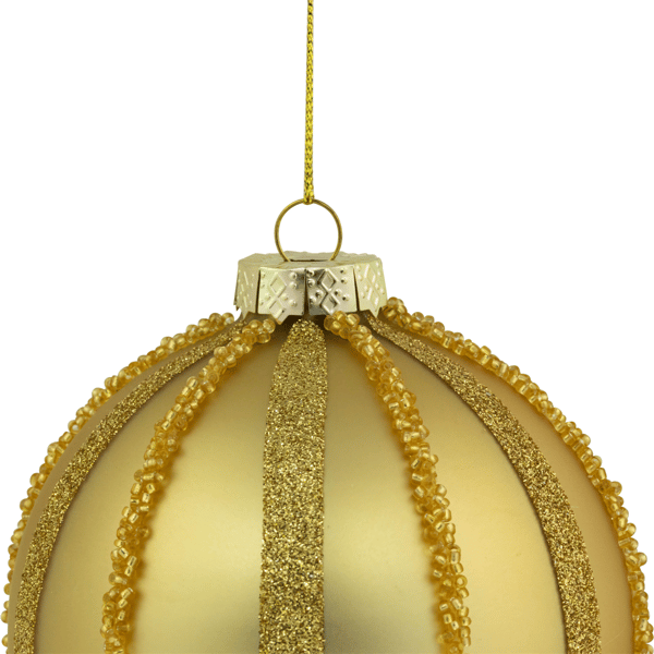Northlight 2ct. Glitter & Beads Striped Christmas Glass Ornaments