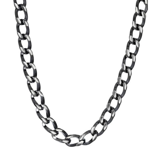 Mens Perry Ellis Light Gunmetal Curb Chain Necklace - image 