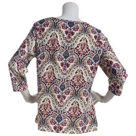Womens Emily Daniels 3/4 Sleeve Damask Knit Tunic Top