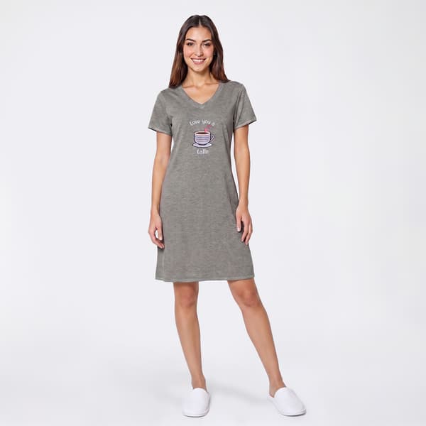 Womens Rene Rofe(R) Short Sleeve Love You A Latte Nightshirt - image 