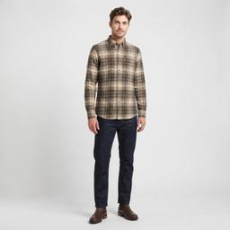 Mens Chaps Double Brush Stretch Flannel Shirt - Winter Moss