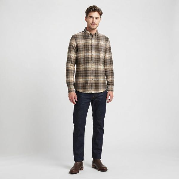 Mens Chaps Double Brush Stretch Flannel Shirt - Winter Moss