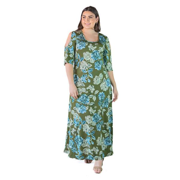 Plus Size 24/7 Comfort Apparel Floral Maxi Dress - image 