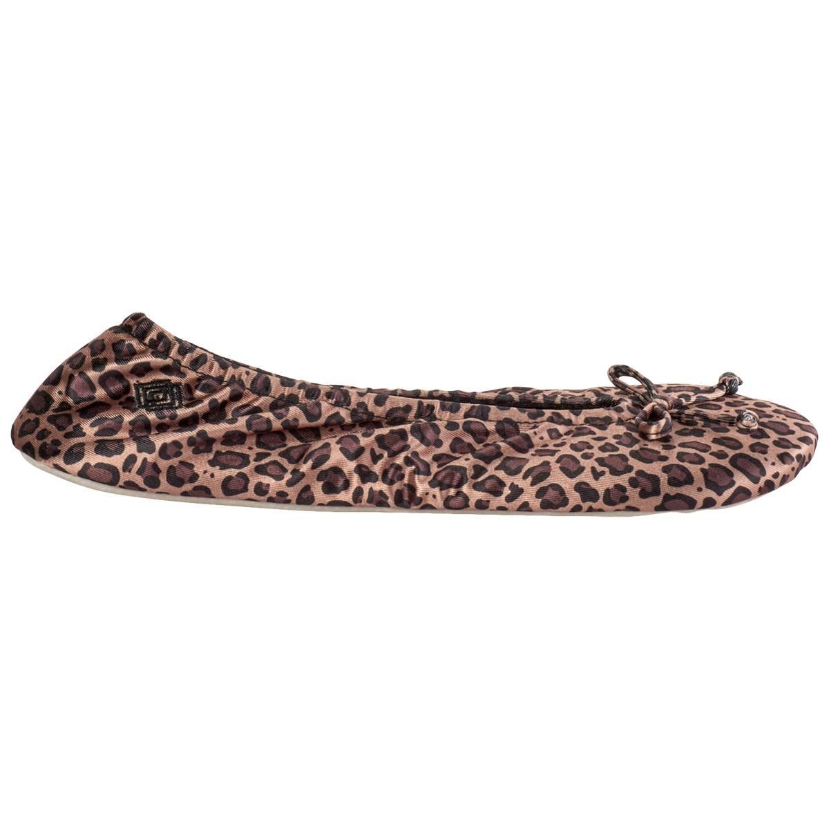 Womens Isotoner Satin Ballerina Slippers - Cheetah