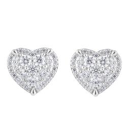 Nova Star® Sterling Silver Lab Grown Diamond Heart Stud Earrings