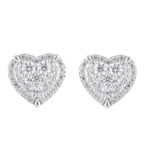 Nova Star&#174; Sterling Silver Lab Grown Diamond Heart Stud Earrings
