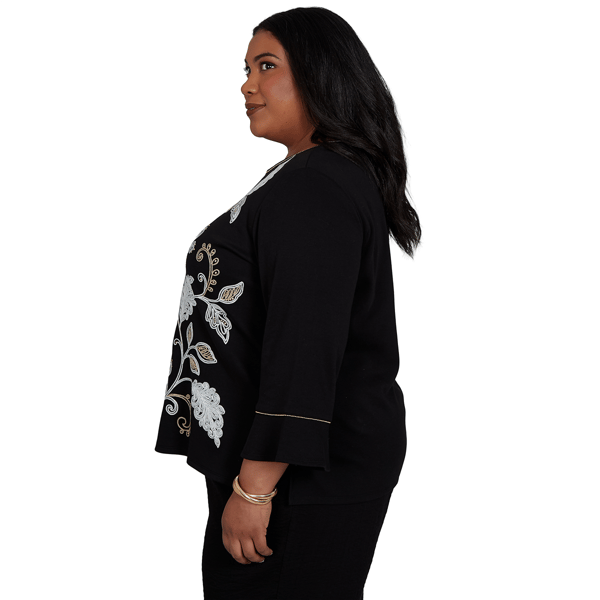 Plus Size Alfred Dunner Travel Advisory Leaf Embroidery Blouse
