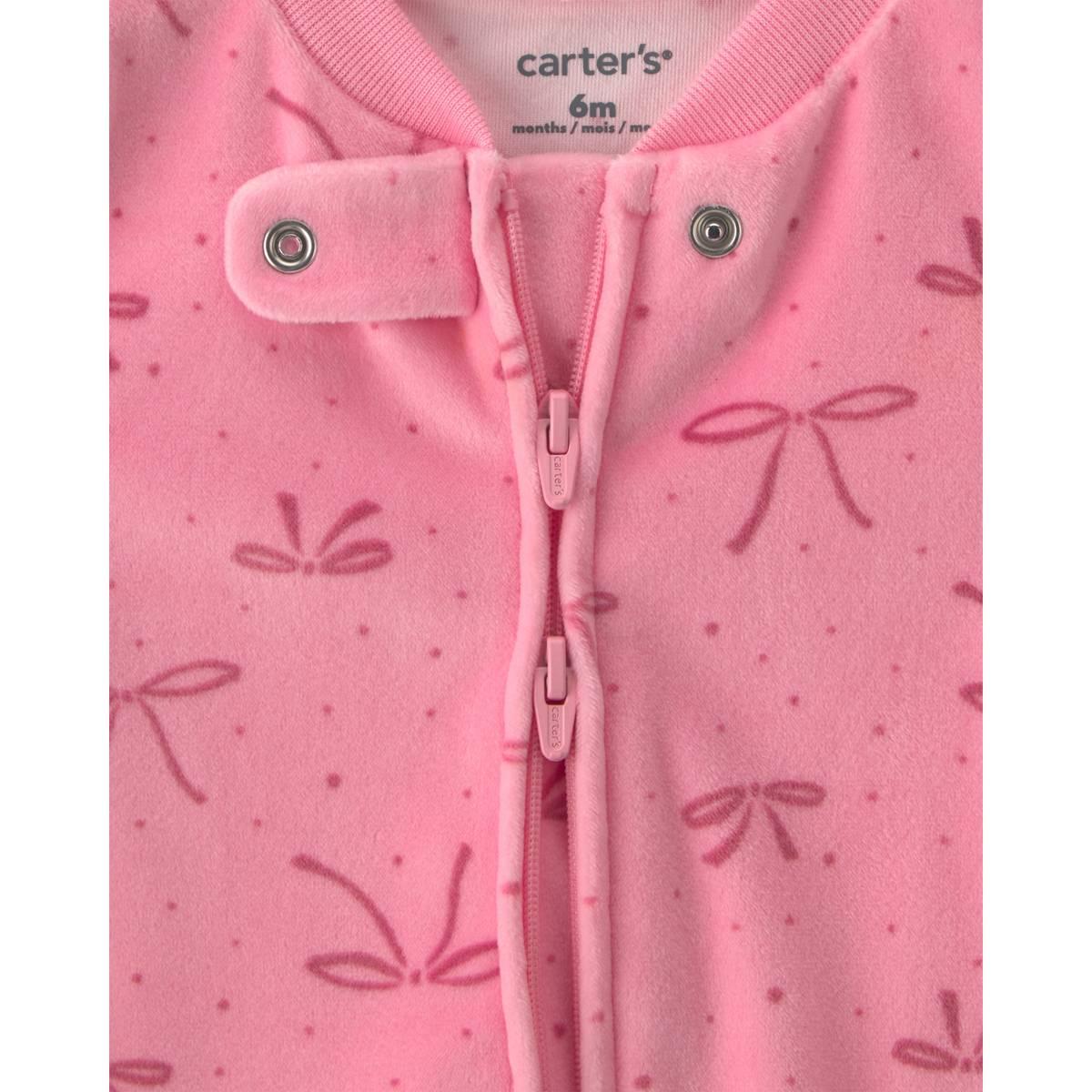 Baby Girl (NB-9M) Carter''s® Bow Fleece Zip Sleep & Play Pajamas