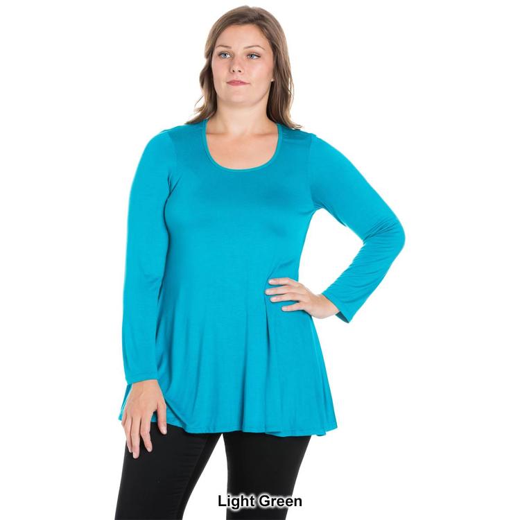 Plus Size 24/7 Comfort Apparel Poised Long Sleeve Swing Tunic