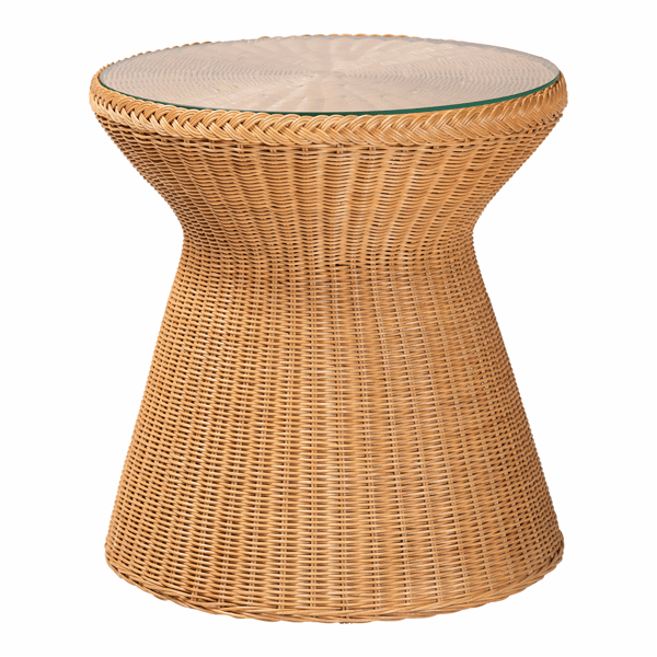 bali & pari Nina Bohemian Light Honey Braided Rattan End Table
