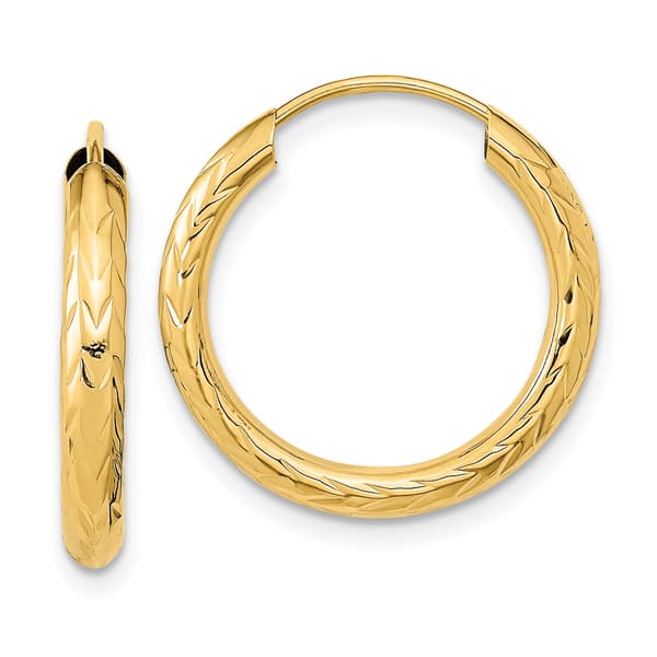 Gold Classics(tm) 19mm. 14kt. Gold Diamond Cut Hoop Earrings - image 