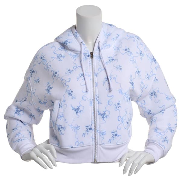 Juniors No Comment Bows and Bouquets Full Zip Cropped Hoodie - image 