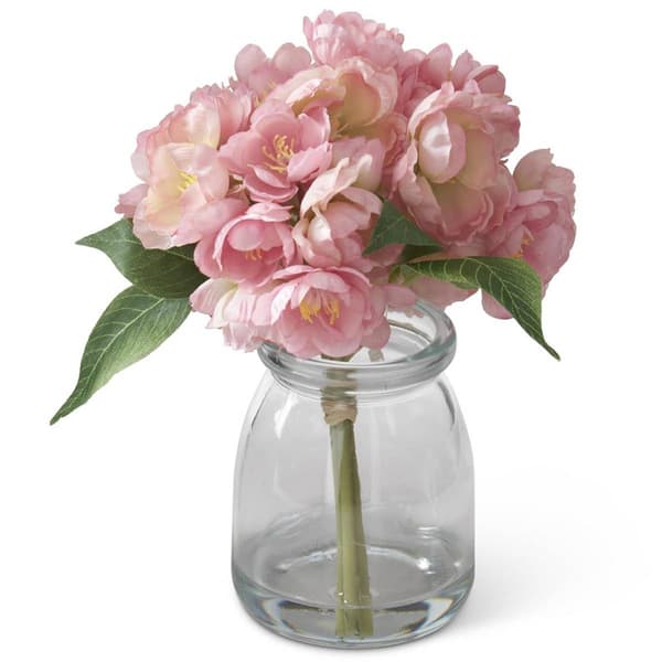 K&K Interiors Pink Cherry Blossom in Vase with Faux Water - image 