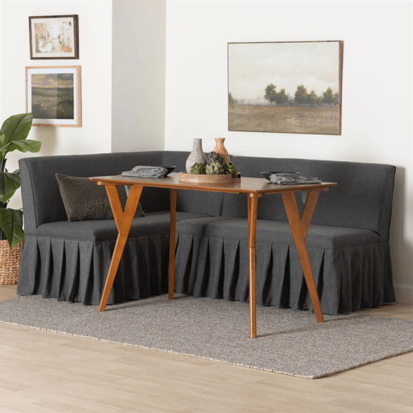 Baxton Studio Randolph 3pc. Fabric Upholstered Dining Nook Set