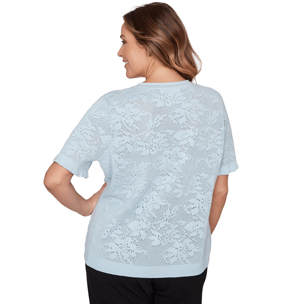 Plus Size Emaline Limoncello Sunrise Floral Pointelle Sweater - image 