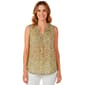 Womens Notations Sleeveless Abstract Knit Pleat Split Neck Blouse - image 1