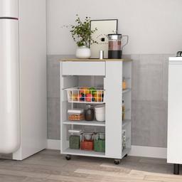 FM FURNITURE Shelton White Kitchen Cart