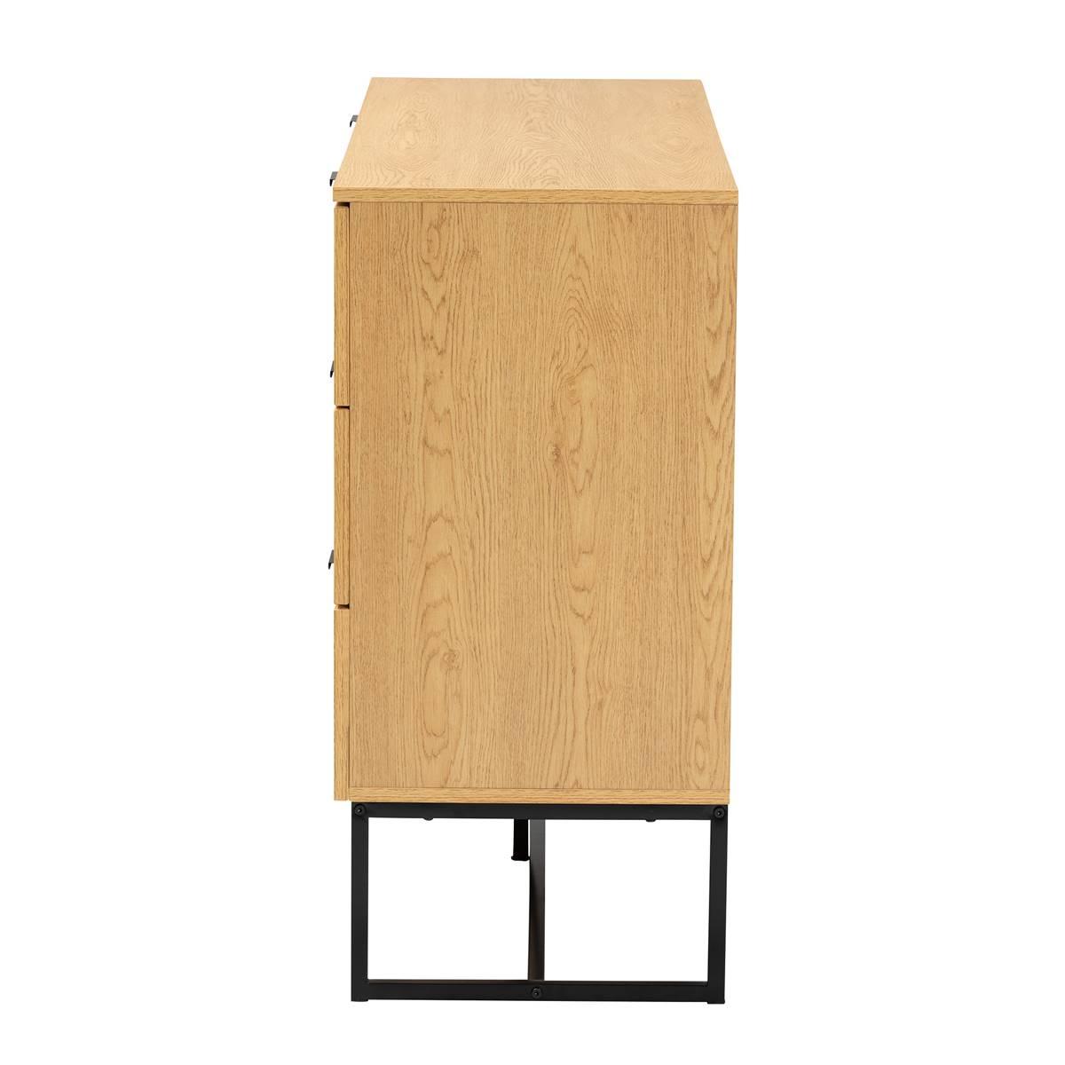 Baxton Studio Sawyer Oak Brown Wood 6-Drawer Storage Cabinet