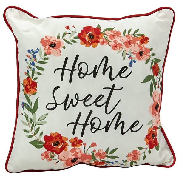Jordan Manufacturing Floral Home Sweet Home Pillow - Cream/Red - image 