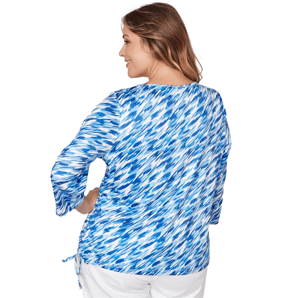 Plus Size Heart''s of Palm Embraceable Blue Brushstroke Blouse