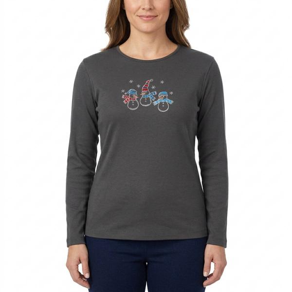 Womens MCCC Sportswear Snowman Trio Long Sleeve Tee - image 