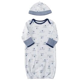Baby Boy (NB-3M) Little Me Puppy Toile Gown with Hat