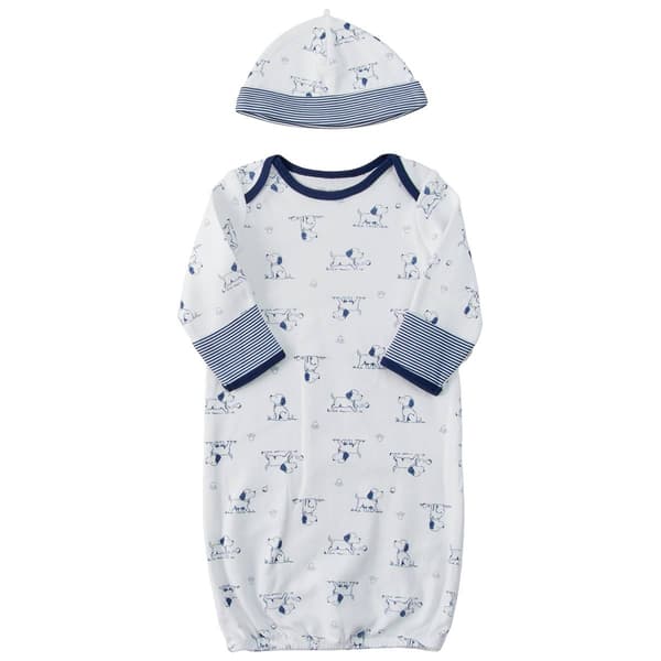 Baby Boy (NB-3M) Little Me Puppy Toile Gown with Hat - image 