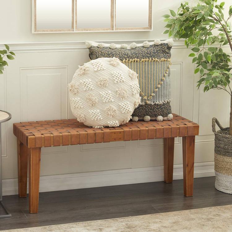9th & Pike® Rustic Brown Wood Entryway Bench