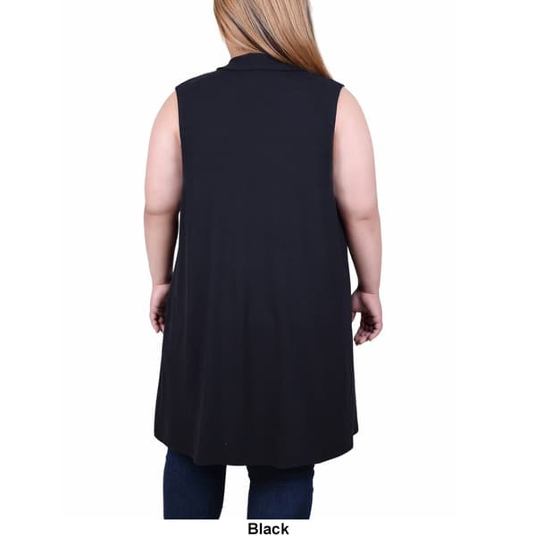 Plus Size NY Collection Sleeveless Solid Cardigan with Pockets