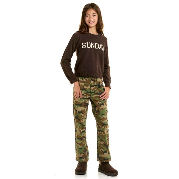Girls (7-12) Rare Editions Sunday Knit Sweater w/ Camo Pants - image 