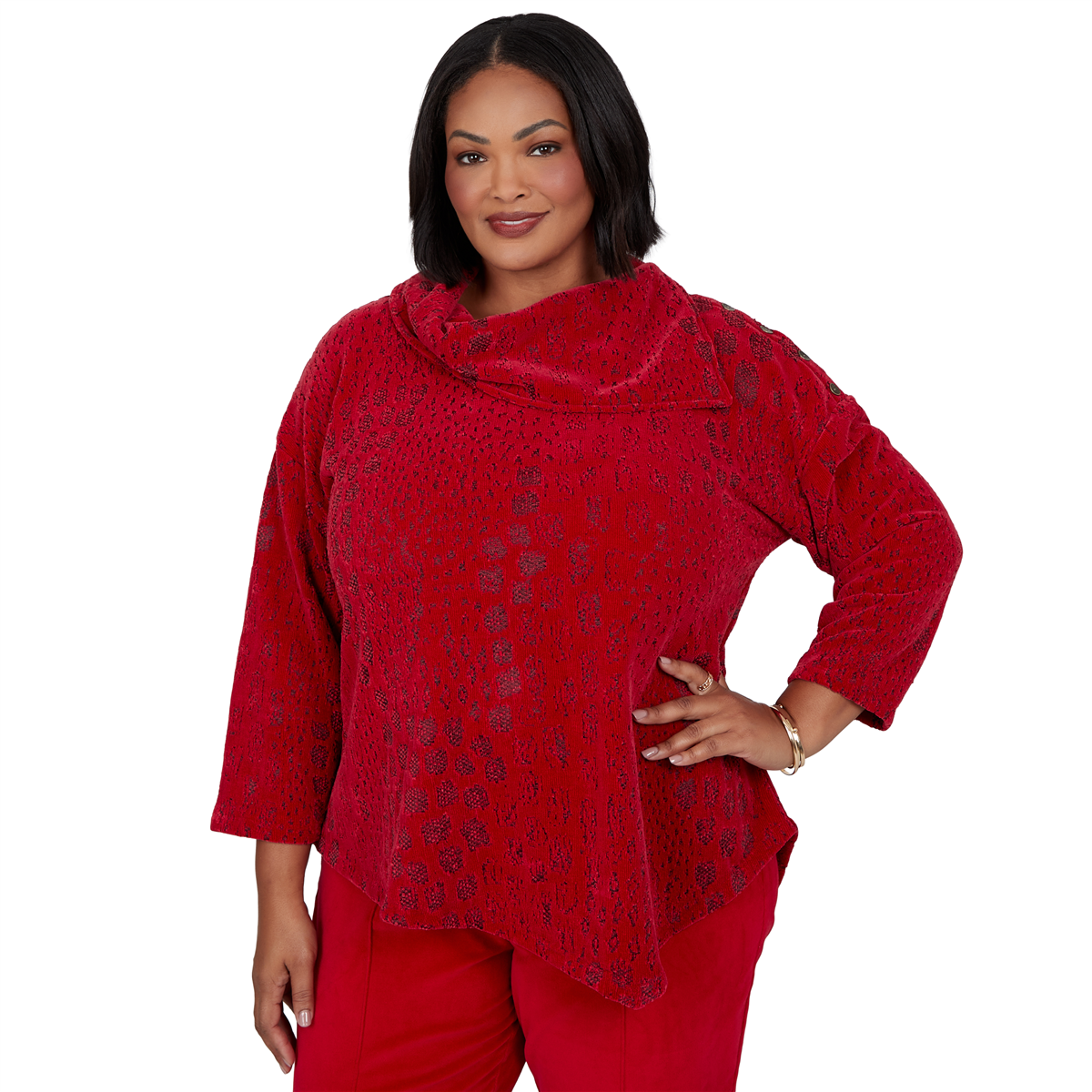 Plus Size Ruby Rd. Happy Holidays Mixed Animal Textured Sweater