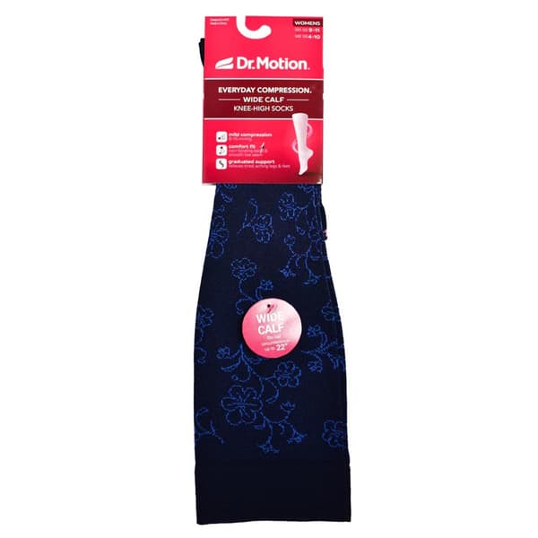 Womens Dr. Motion Floral Wide Calf Compression Socks