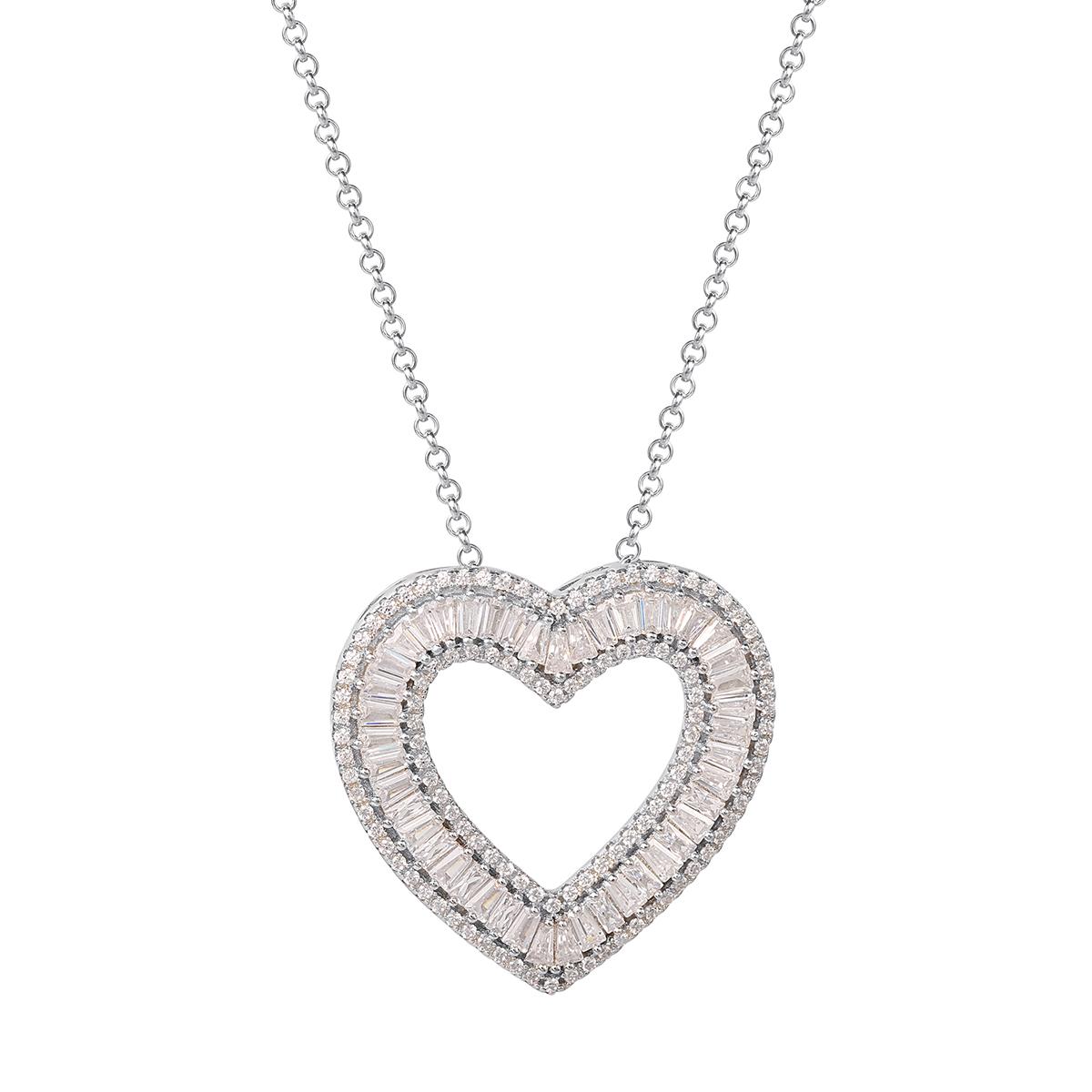 18in. CZ Heart Pendant Necklace