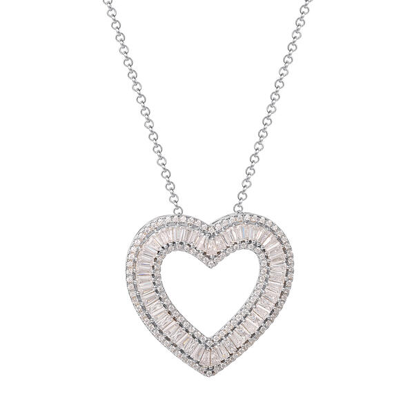 18in. Cubic Zirconia Heart Pendant Necklace - image 