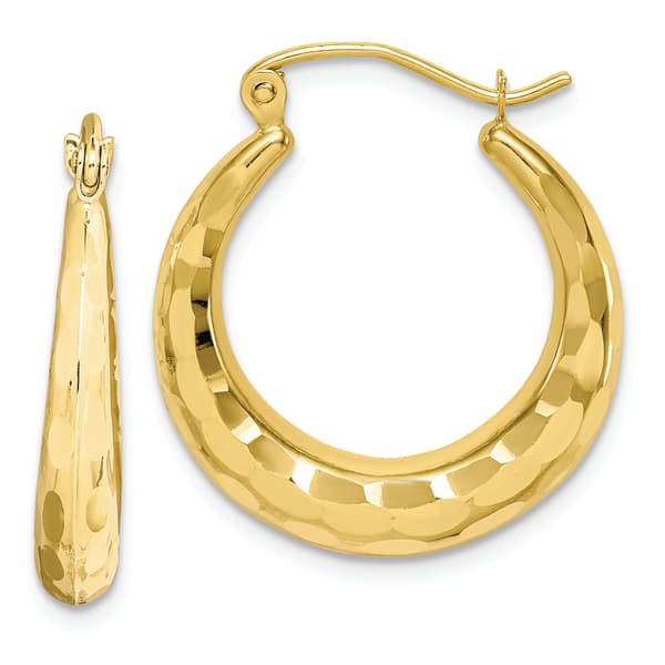 Gold Classics(tm) 10kt. Polished &amp; D/C Hoop Earrings - image 
