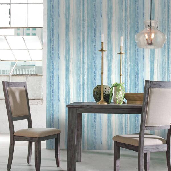 RoomMates&#40;R&#41; Blue Watercolor Stripe Blue Peel & Stick Wallpaper - image 