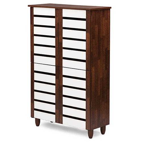 Baxton Studio Gisela Two-Tone Shoe Cabinet