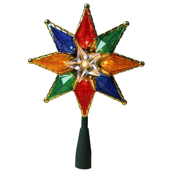 Northlight Seasonal 8in. Multi Mosaic 8-Point Star Tree Topper - image 