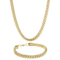 Mens Lynx Gold-Tone Plated Foxtail Chain Necklace & Bracelet Set - image 1