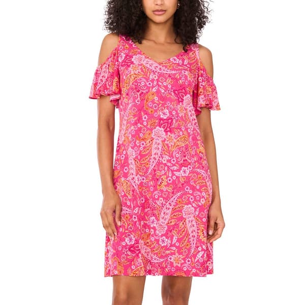 Petite MSK Cold Shoulder Paisley Swing Shift Dress