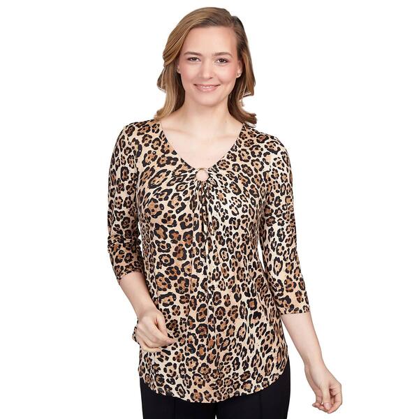Petite Ruby Rd. Must Haves II Cheetah O-Ring Blouse - image 