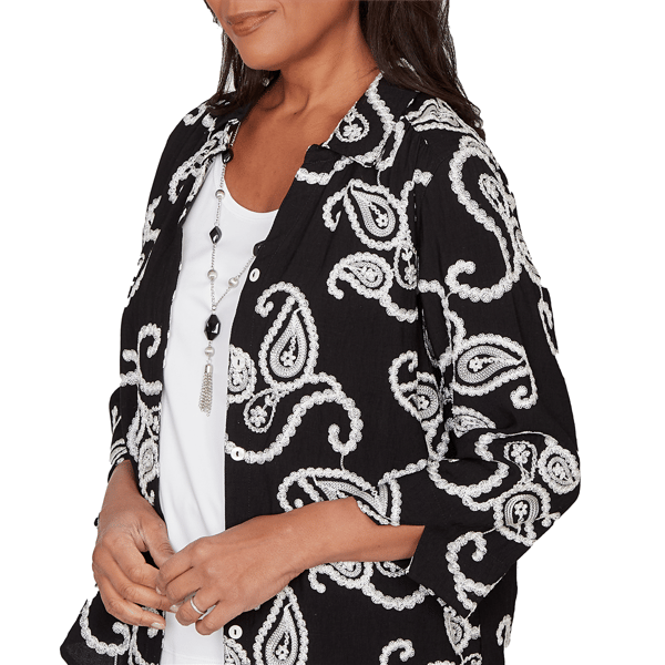 Petite Alfred Dunner Crowd Pleaser Paisley Two in One Blouse