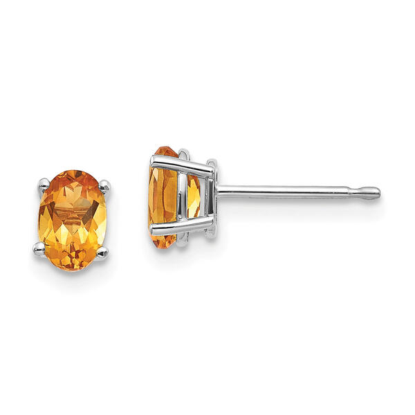 Gemstone Classics&#40;tm&#41; White Gold 6mm. Citrine Stud Earrings - image 