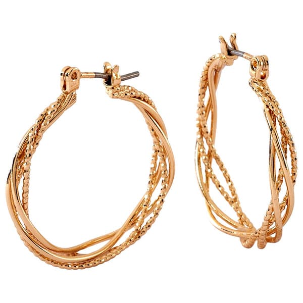 Design Collection Gold Textured Medium Clicktop Hoop Earrings - image 