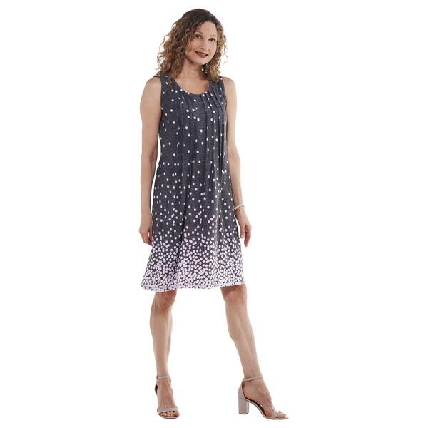 Womens Perceptions Sleeveless Pleated Dot Print Dress - image 