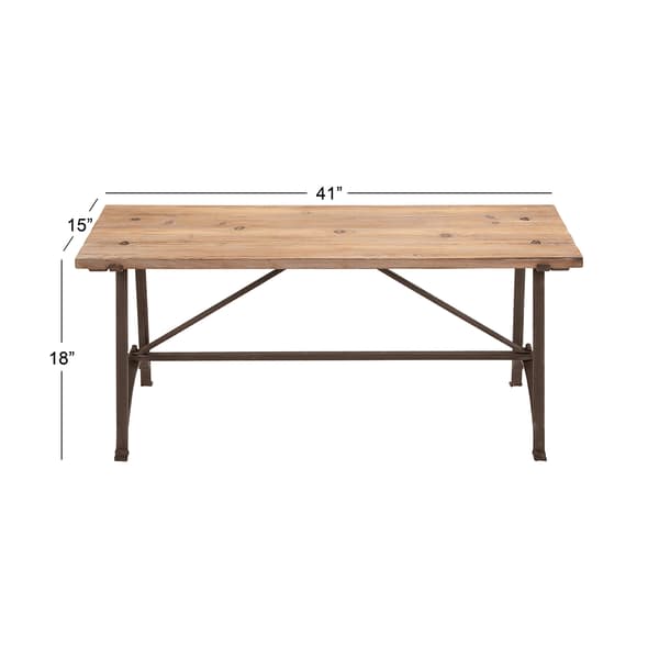 9th & Pike&#174; Beige Metal Industrial Wooden Bench