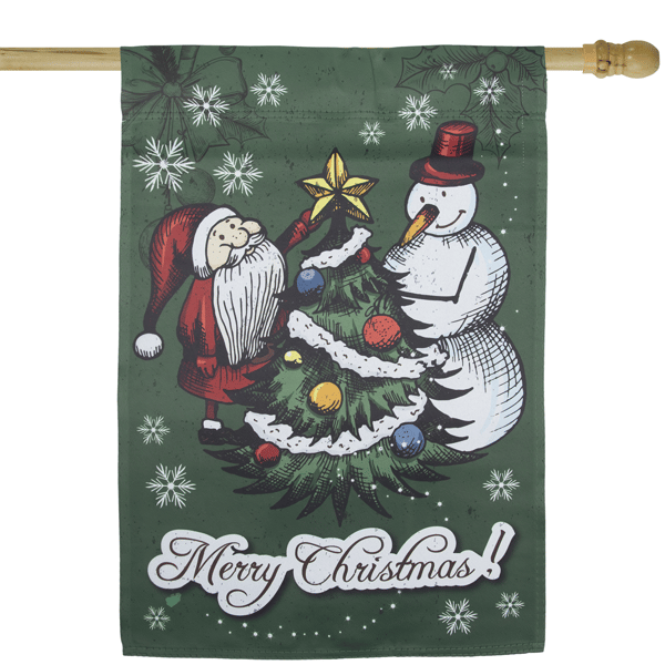 Northlight 40in. Merry Christmas Santa & Snowman House Flag