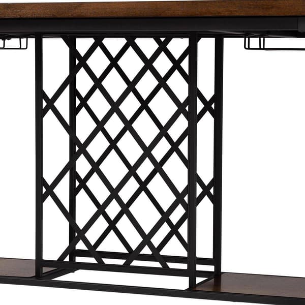 Baxton Studio Vintner Industrial Pub Table w/ Built-In Wine Cage