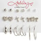 Ashley Silver Plated 9pr. Pave Heart/Cross & Bows Earrings - image 1